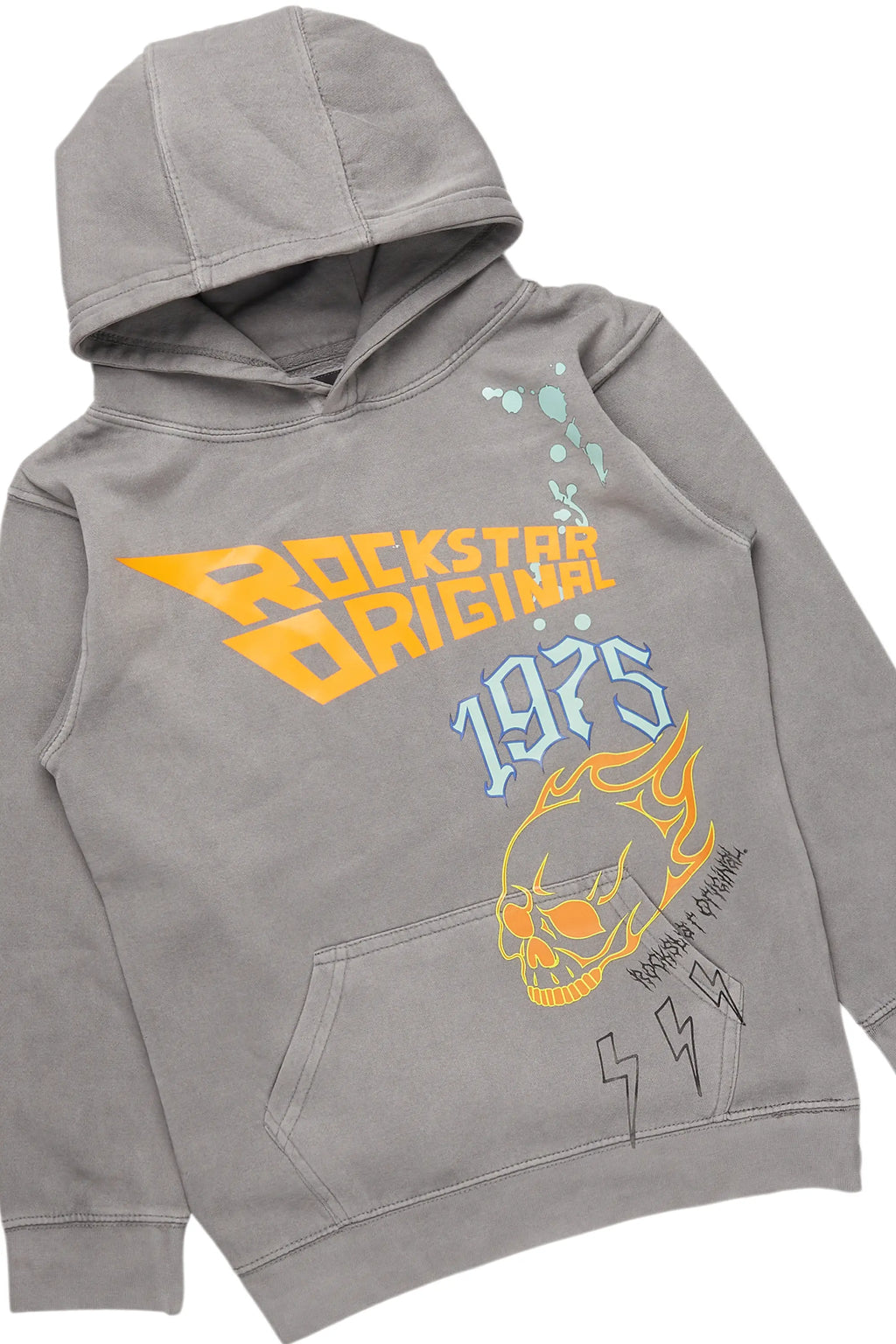 Boys Daley Vintage Grey Hoodie/Stacked Flare Jean Set