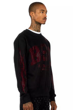 Zyric Black/Red Rhinestone Crewneck Sweatshirt