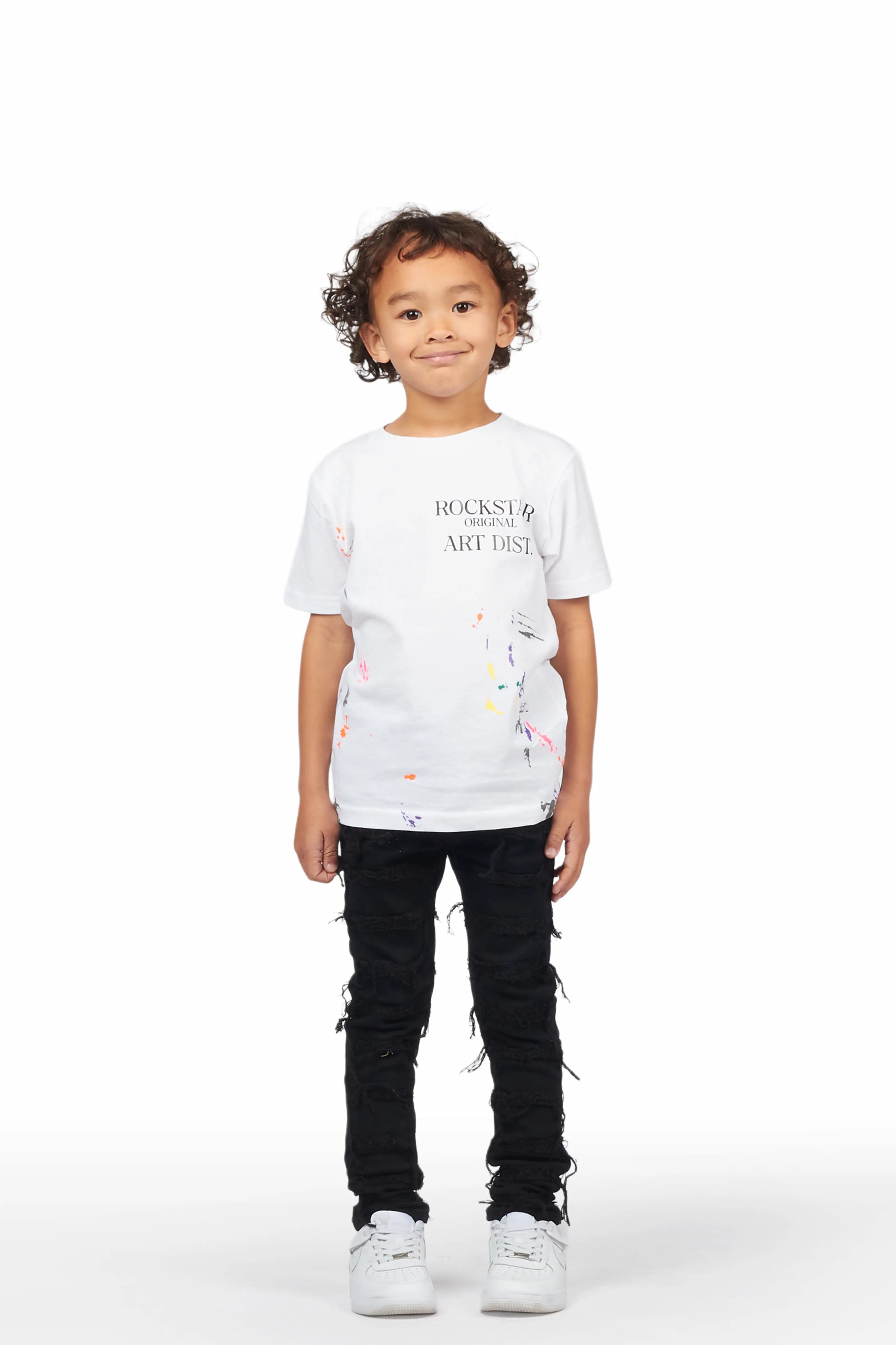 Boys Mahak Black Frayed Jeans