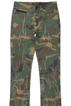 Tachi Camo Rhinestone Stacked Flare Jean