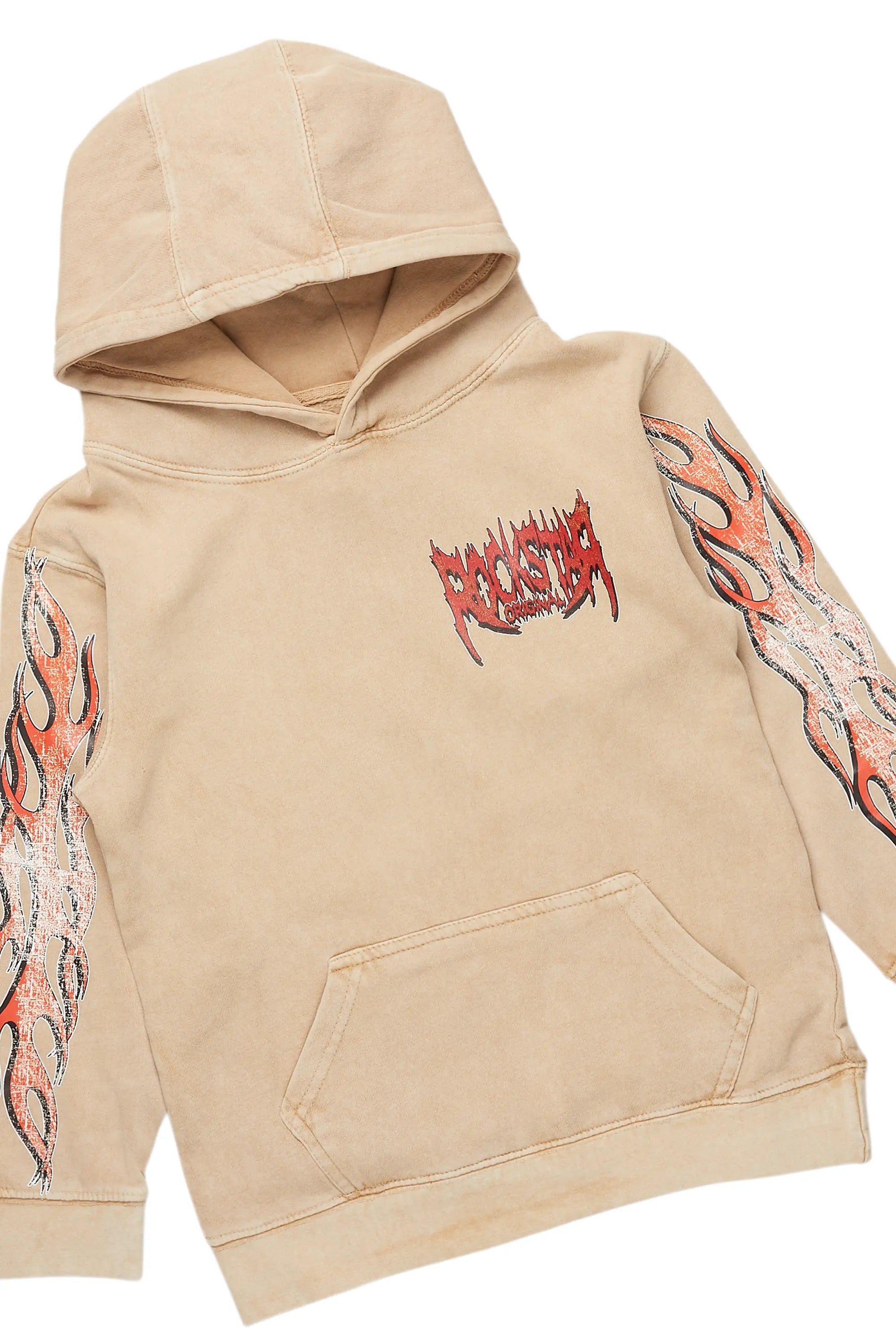 Boys Madigan Vintage Sand Hoodie/Stacked Flare Jean Set