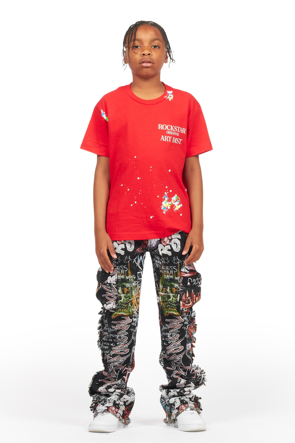 Boys Jari Multi Stacked Tapestry Flare Jean