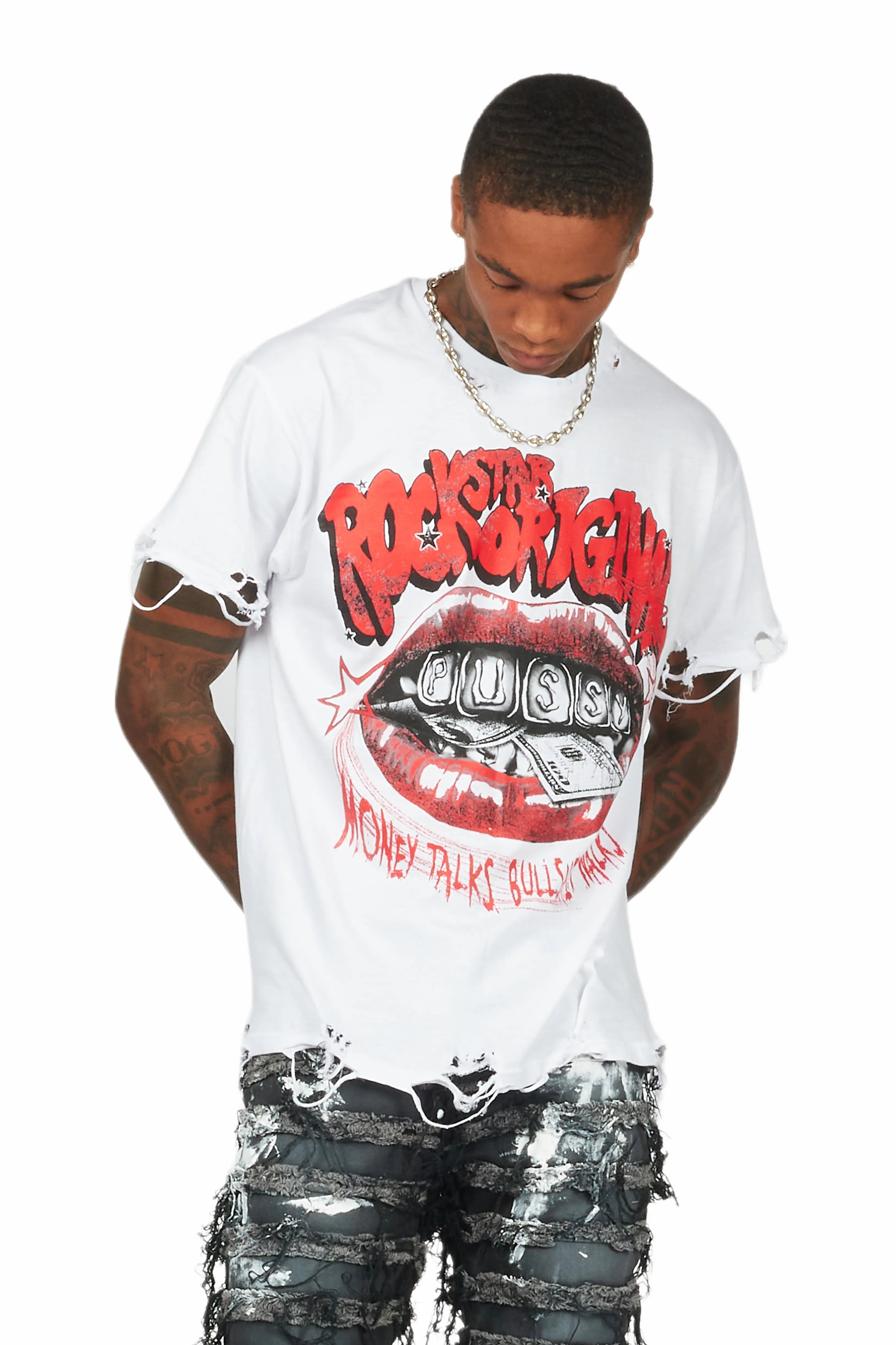 Bloke White Oversized Graphic T-Shirt