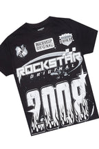 Boys Amos Black/White T-Shirt/Stacked Flare Jean Set