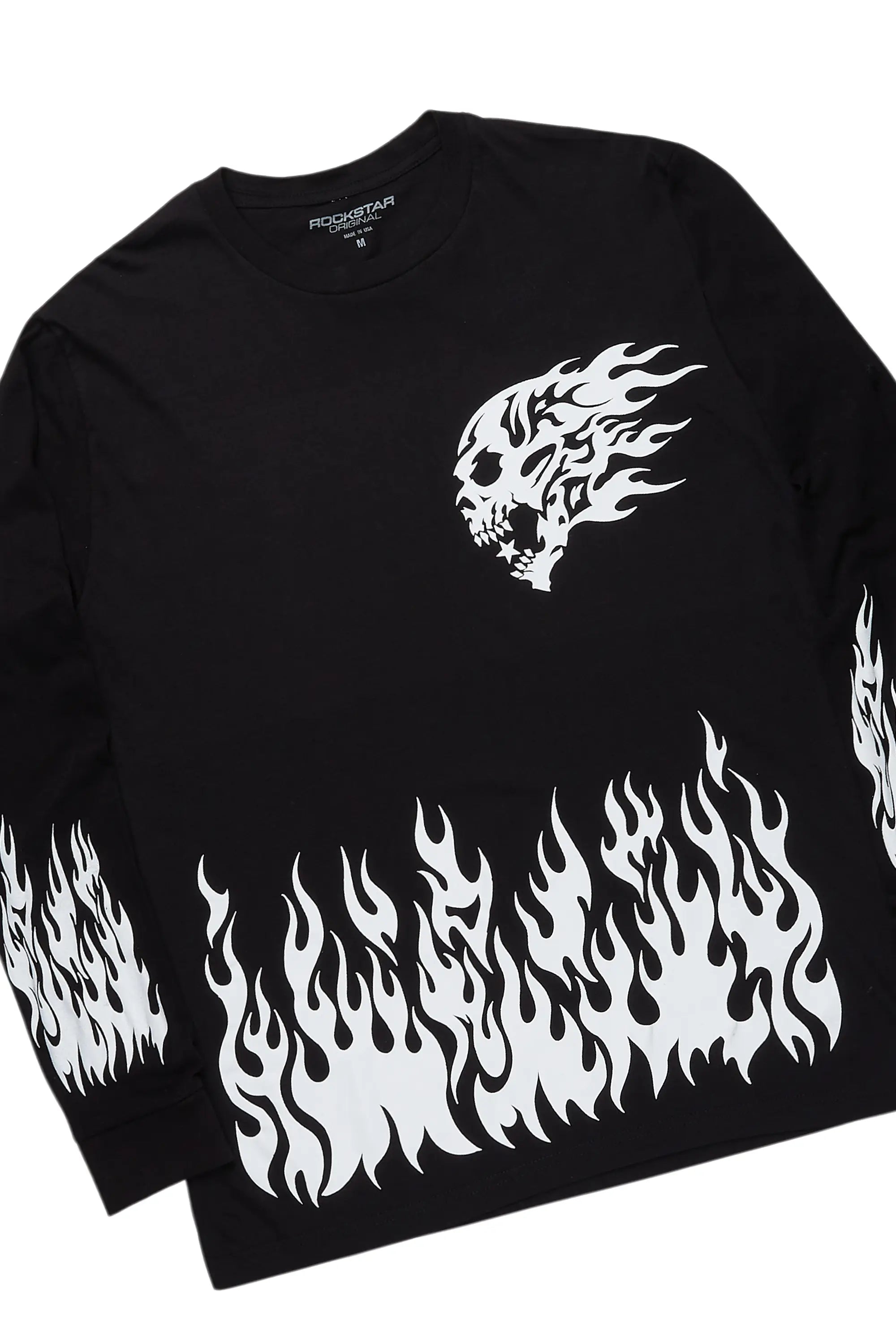 Bubble Black Long Sleeve T-Shirt Short Set