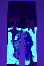 Savage Black/Red Patchwork Stacked Flare Jean