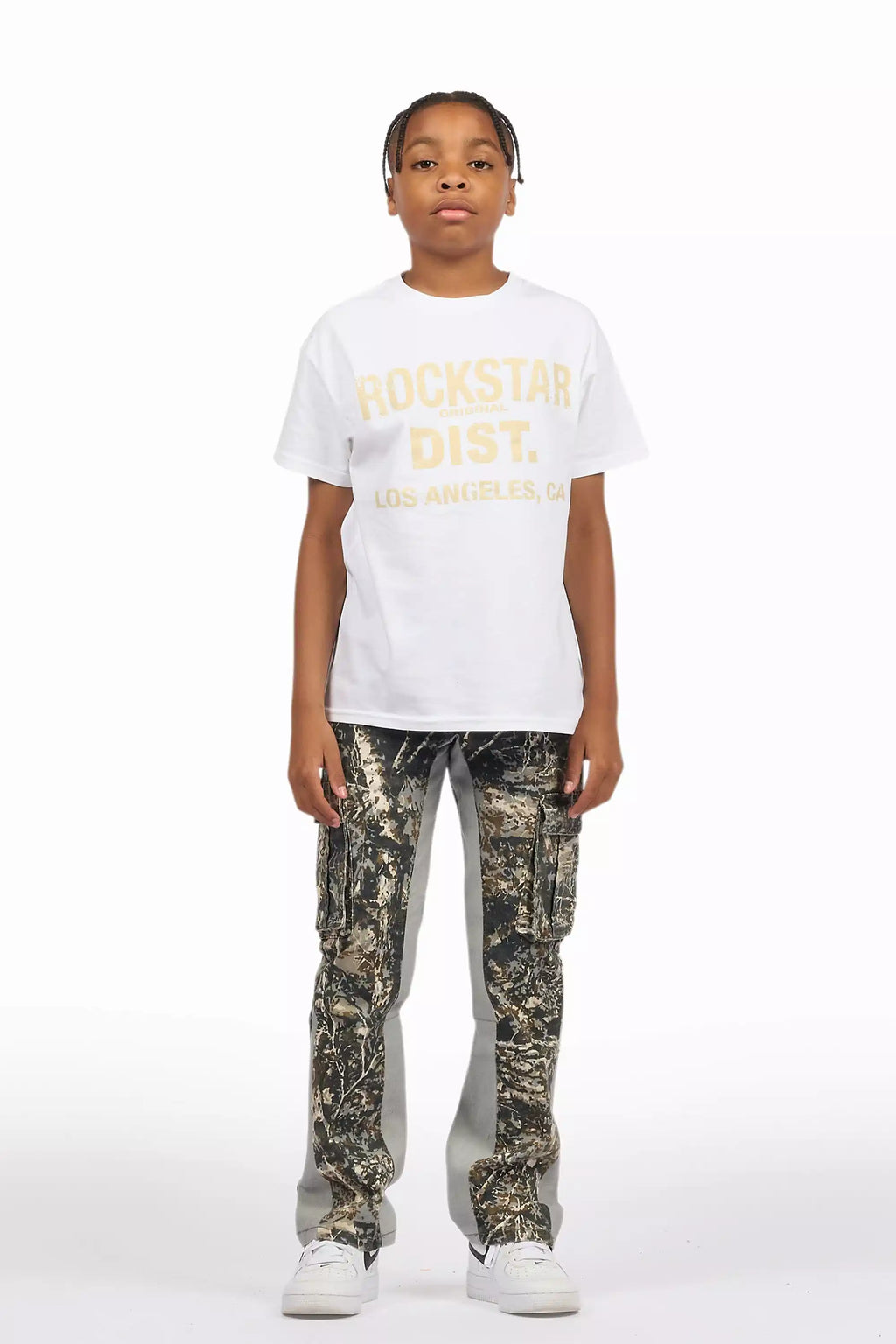 Boys Oak Grey Tree Camo Flare Cargo Jean