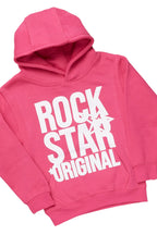 Girls Melanie Pink Hoodie/Stacked Flare Jean Set