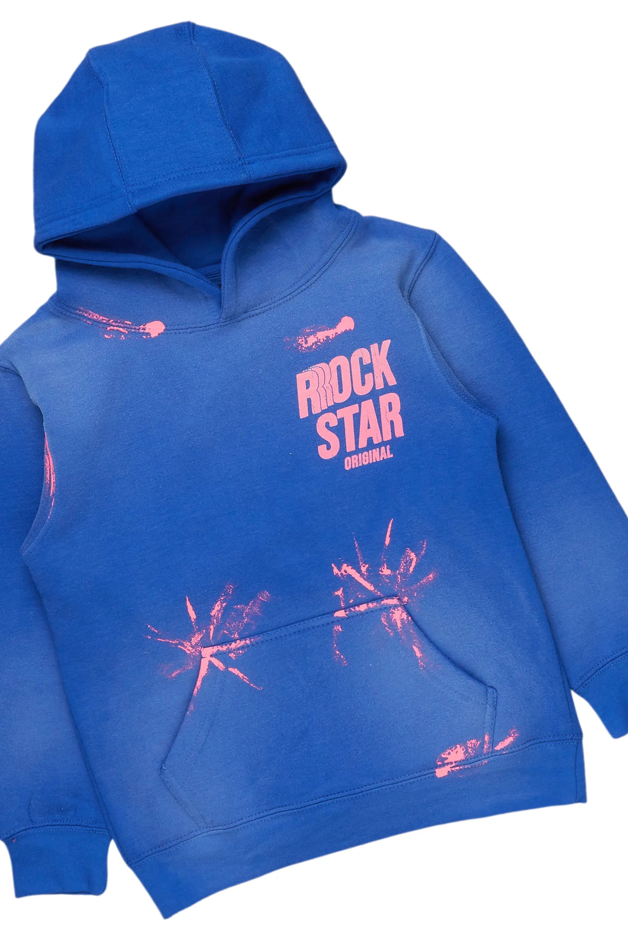 Girls Aimee Blue Hoodie/Stacked Flare Jean Set