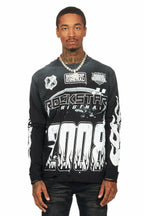 Amos Black/White Long Sleeve Graphic T-Shirt