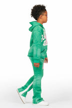 Boys States Green Stacked Hoodie Track Set