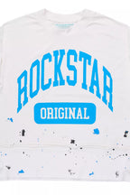 Rainer White/Blue Boxy Crop Double Layer Tee