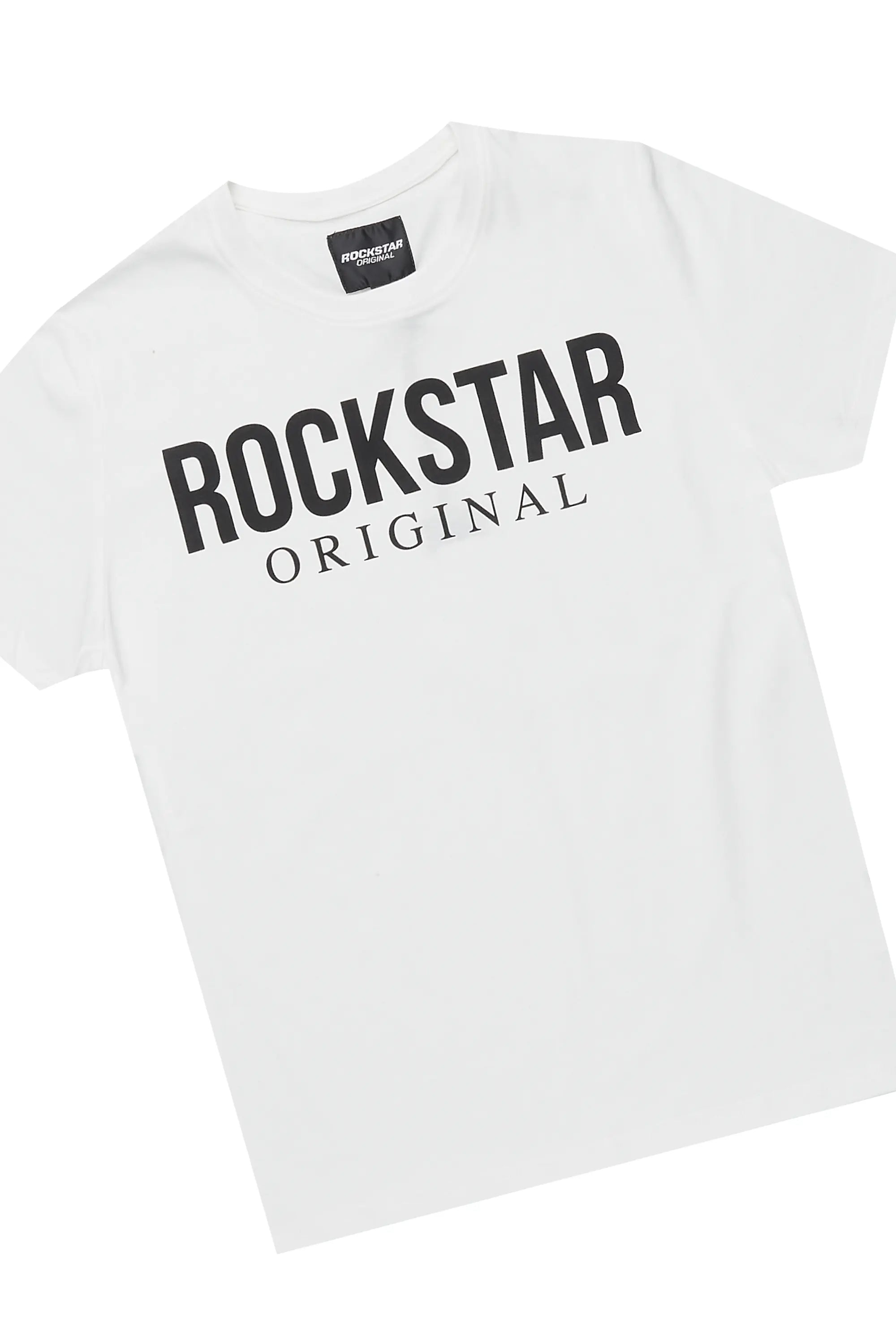 Boys Emilio White /Heather Grey T-Shirt Flare Sweat Pant Set