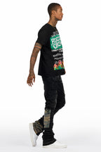 Beno Black T-Shirt/Super Stacked Flare Jean Bundle