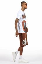 Allstar White/Brown T-Shirt Short Set