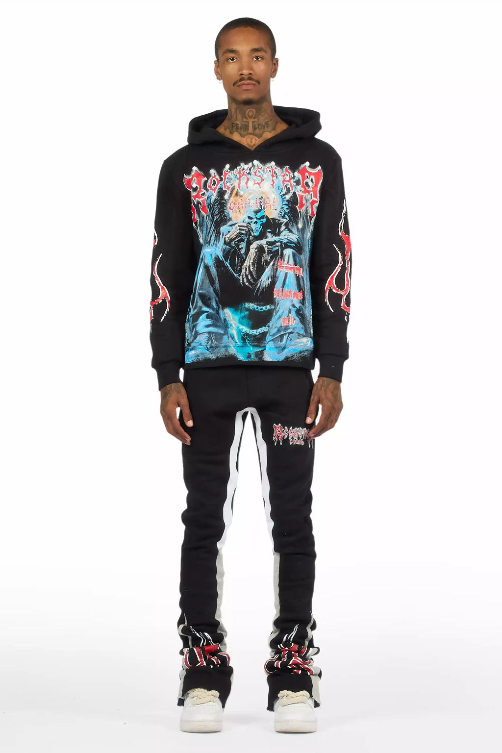 Krowne Black/Blue Hoodie/Super Stacked Track Set