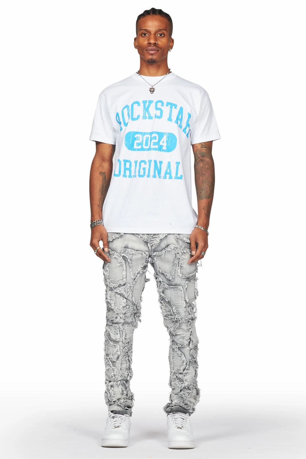 Hakim Grey Patchwork Skinny Fit Jean