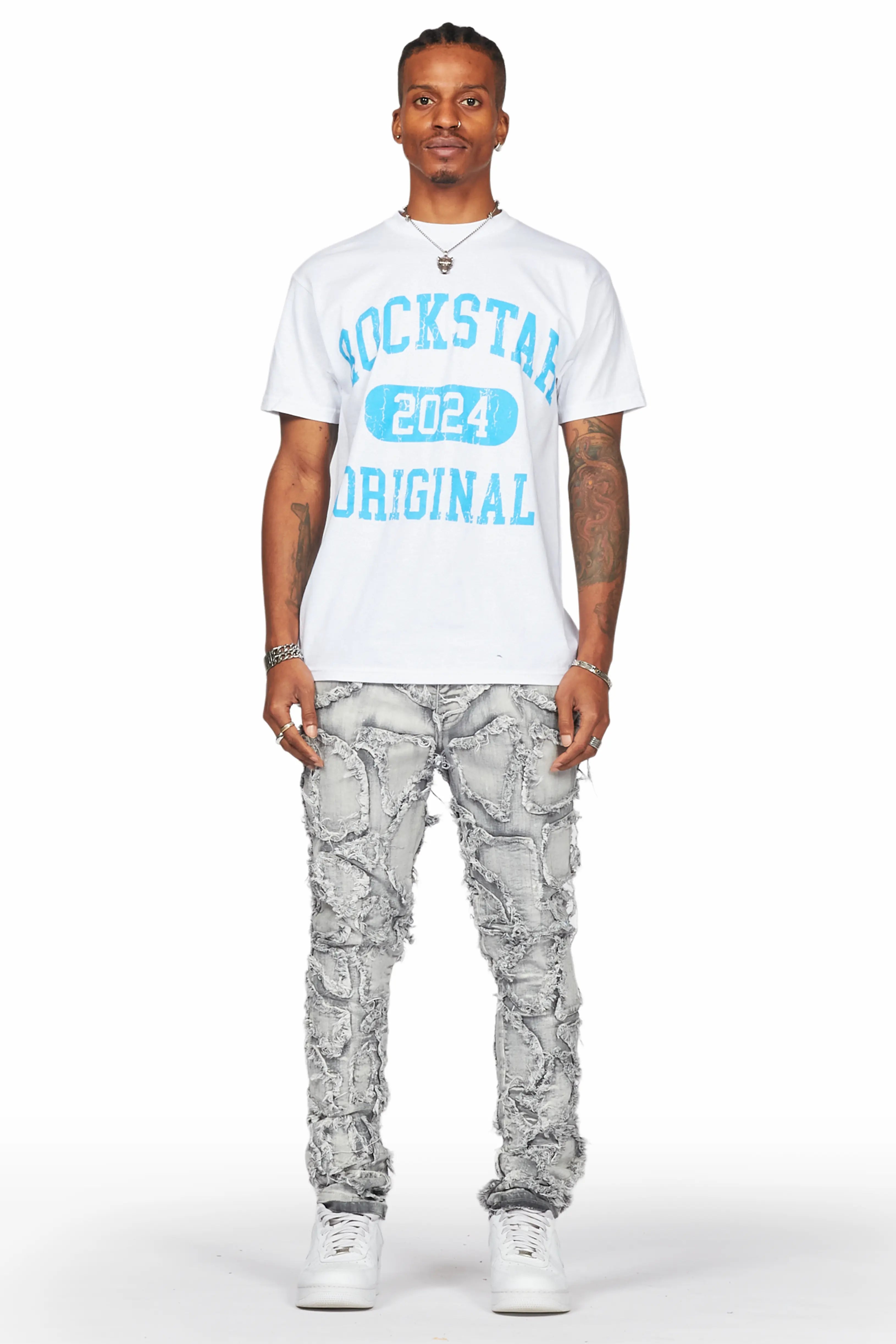 Hakim Grey Patchwork Skinny Fit Jean