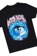 Girls Pellie Black T-Shirt/Stacked Flare Jean Set