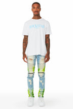 Wilder Blue/Green Painter Biker Jean