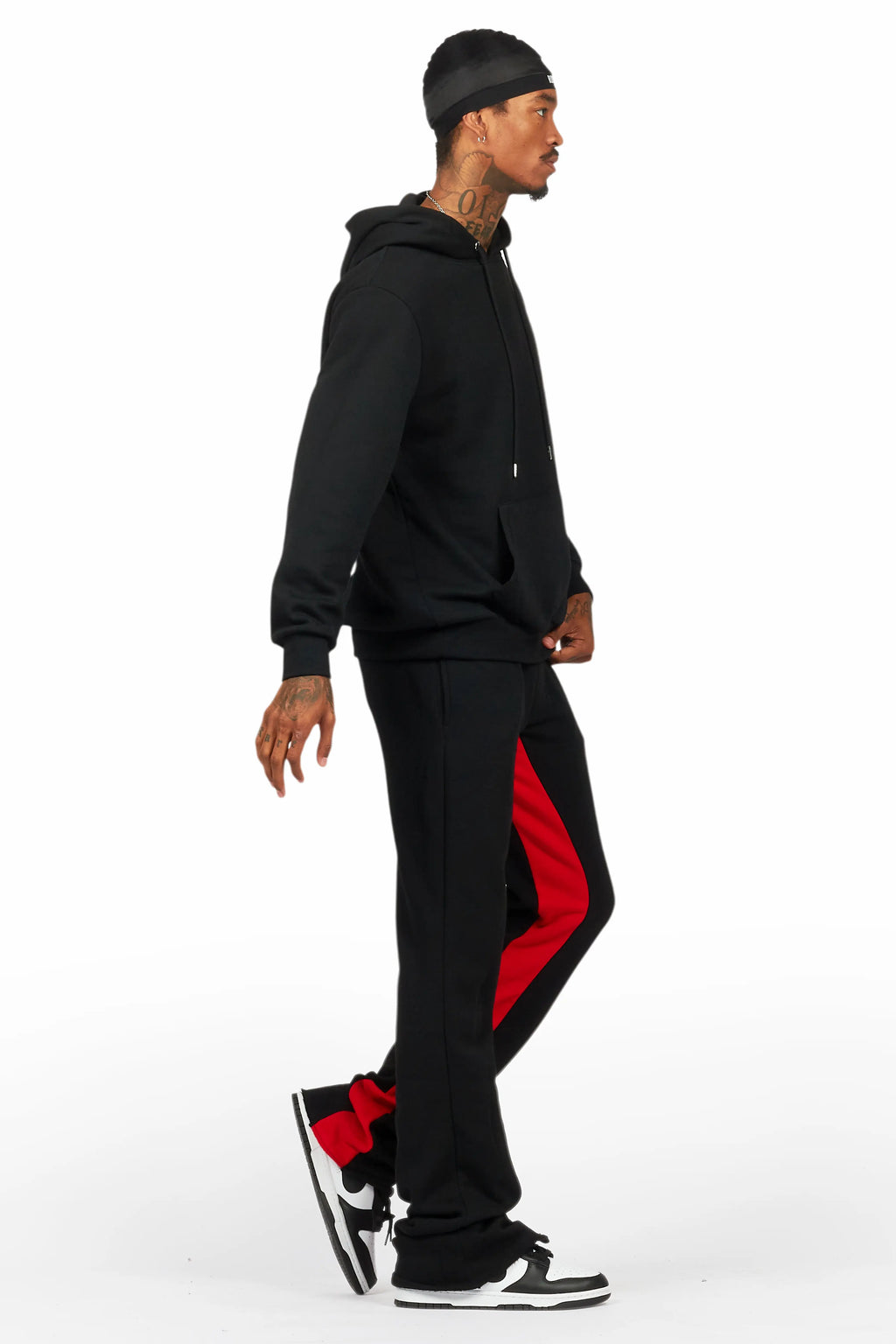 Basic Black/Red Hoodie/Baggy Track Pant Set