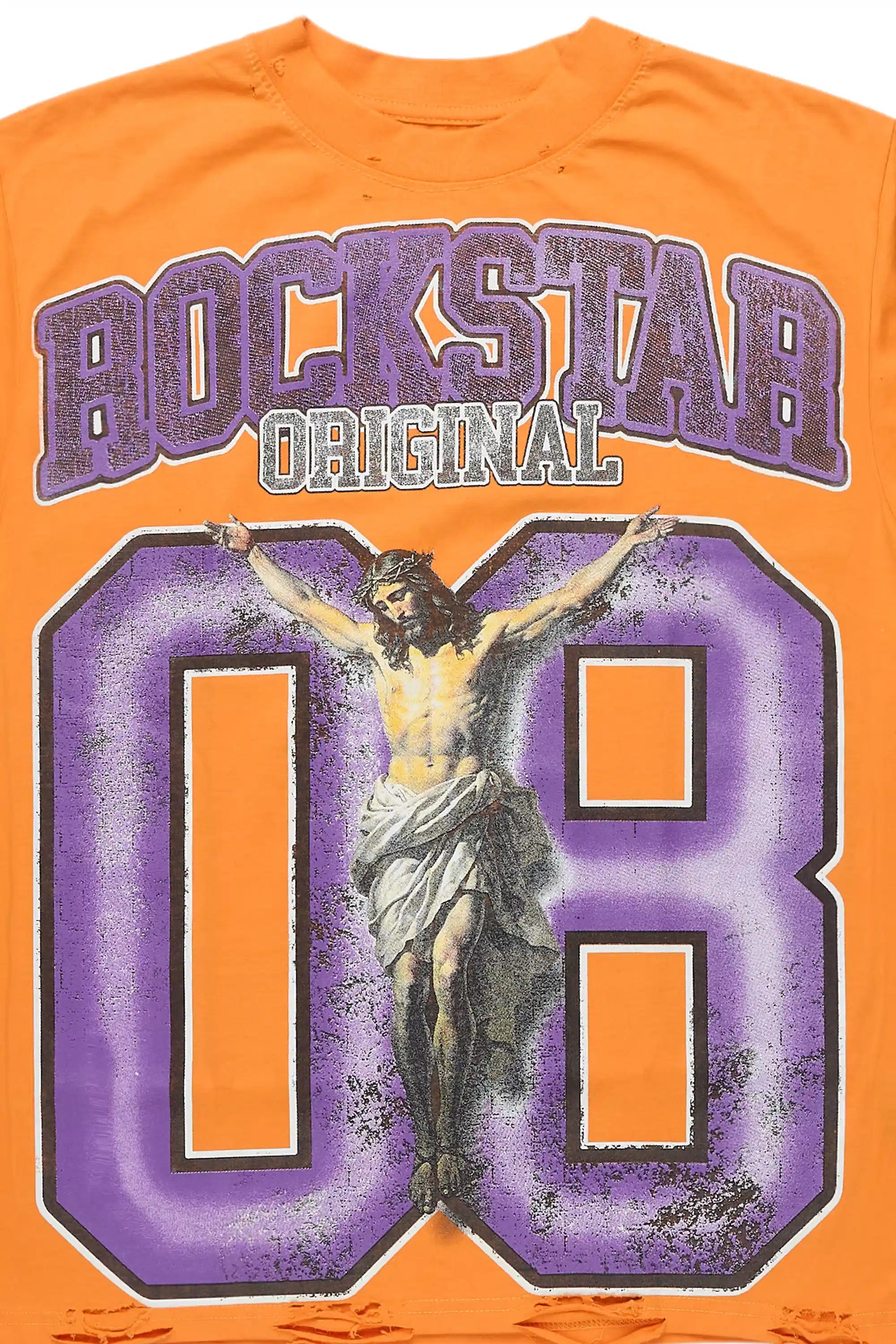 Fields Orange Oversized Graphic T-Shirt