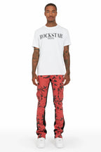 Lester Red Stacked Flare Jean