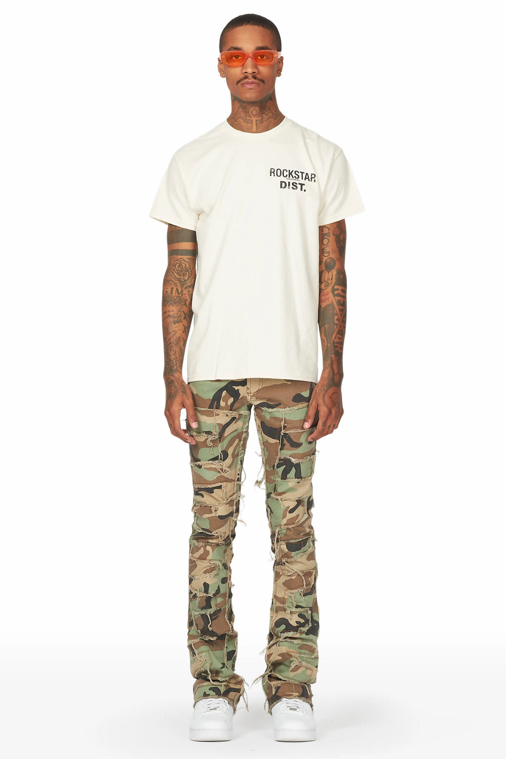 Shake Faded Camo Stacked Flare Jean