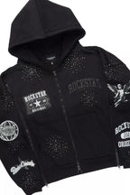 Gutta Black Rhinestone Hoodie Relaxed Track Set