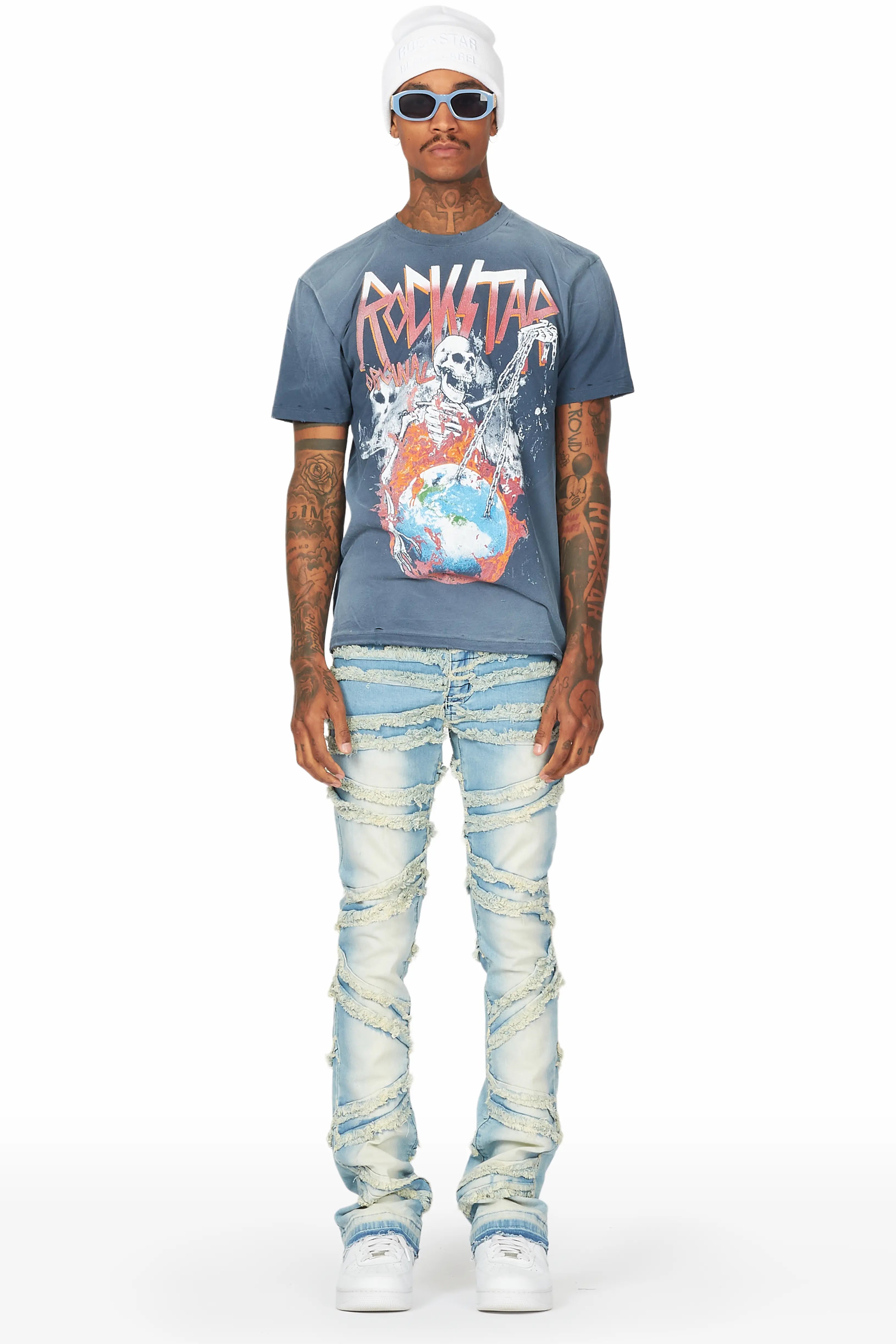 Norbert Blue Stacked Flare Jean