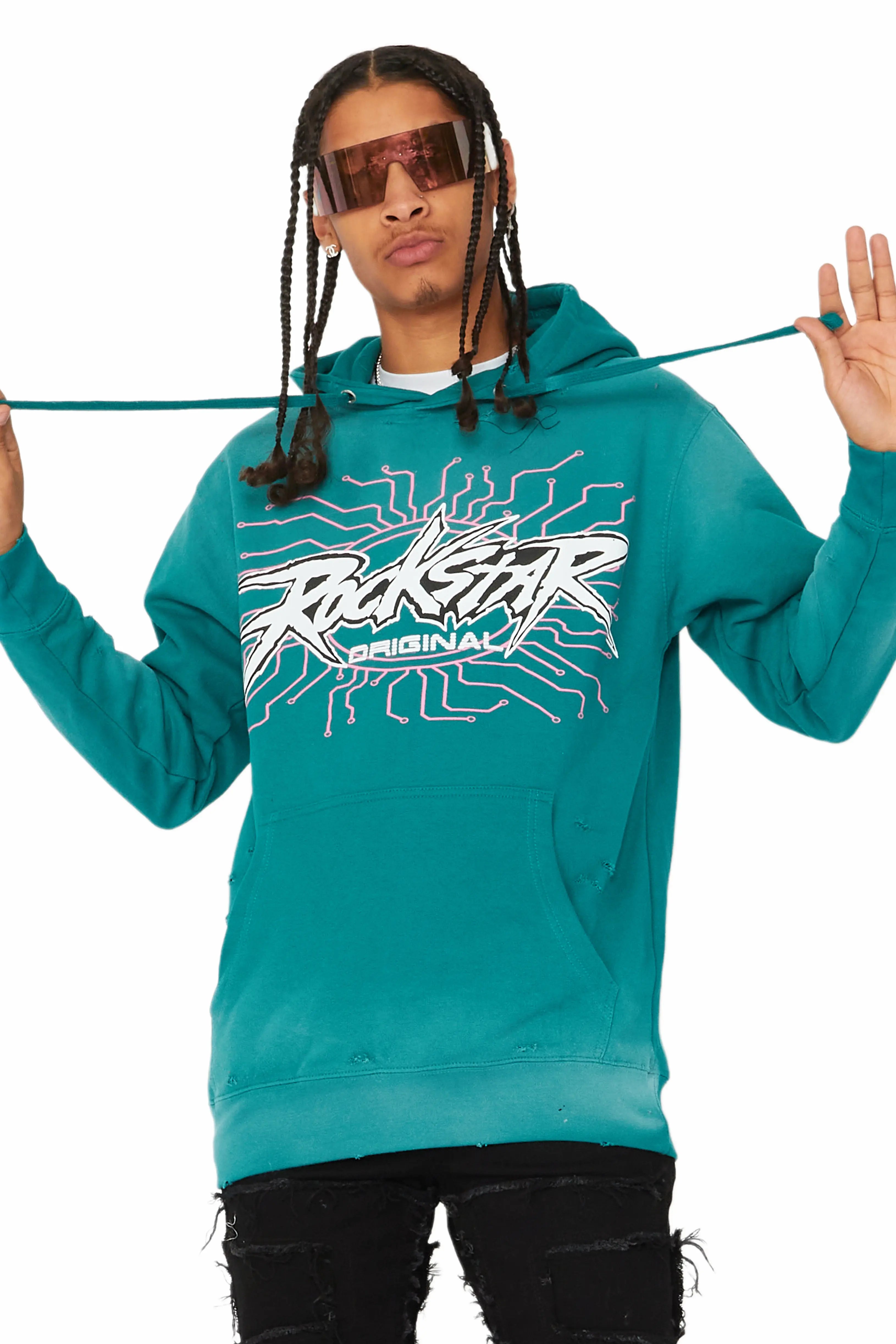 Race Teal Graphic Hoodie