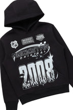 Boys Amos Jet Black Hoodie/Stacked Flare Jean Set