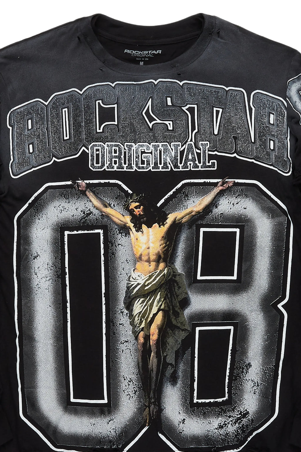 Tariqa Black/White Double Layer Graphic T-Shirt