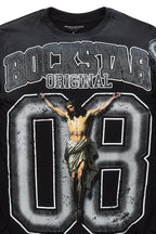 Tariqa Black/White Double Layer Graphic T-Shirt