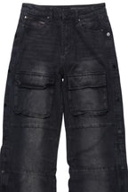 Yuri Dark Grey Stacked Cargo Flare Jean