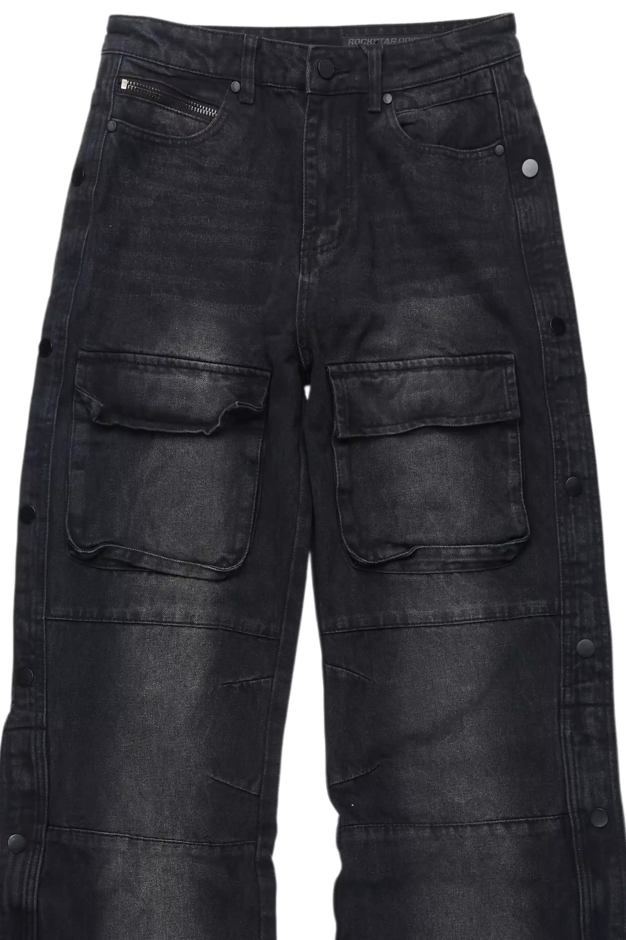 Yuri Dark Grey Stacked Cargo Flare Jean