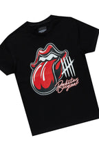 Girls Luna Black/Red T-Shirt/Stacked Flare Jean Set