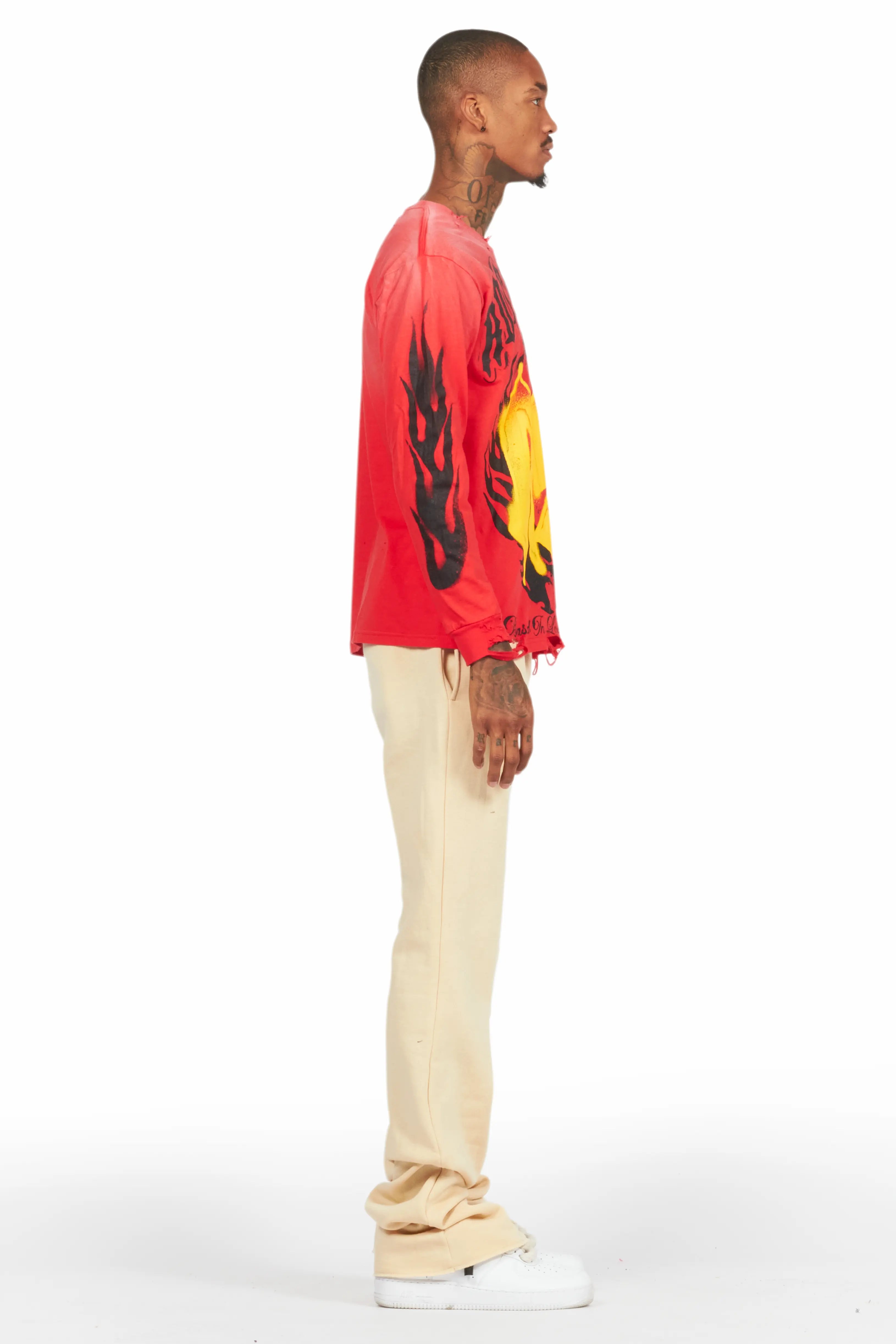 Boaz Red Long Sleeve Graphic T-Shirt