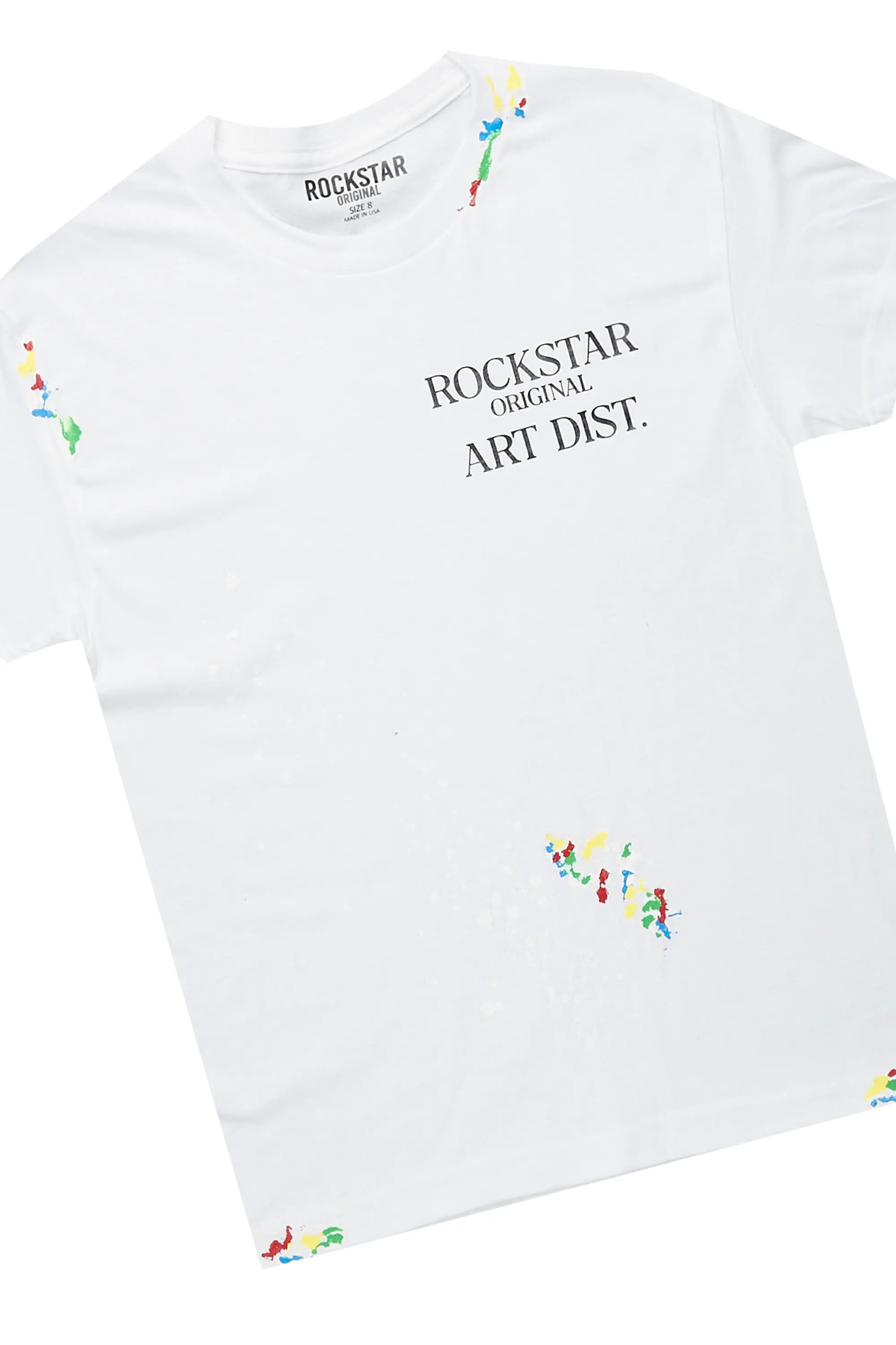 Boys Niaz White T-Shirt/Skinny Stacked Flare Jean Set