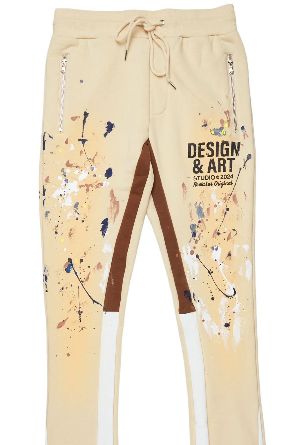 Pellos Beige Graphic Super Stacked Flare Pant