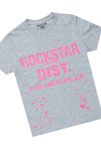 Girls Genie Grey/Blue T-Shirt/Stacked Flare Jean Set