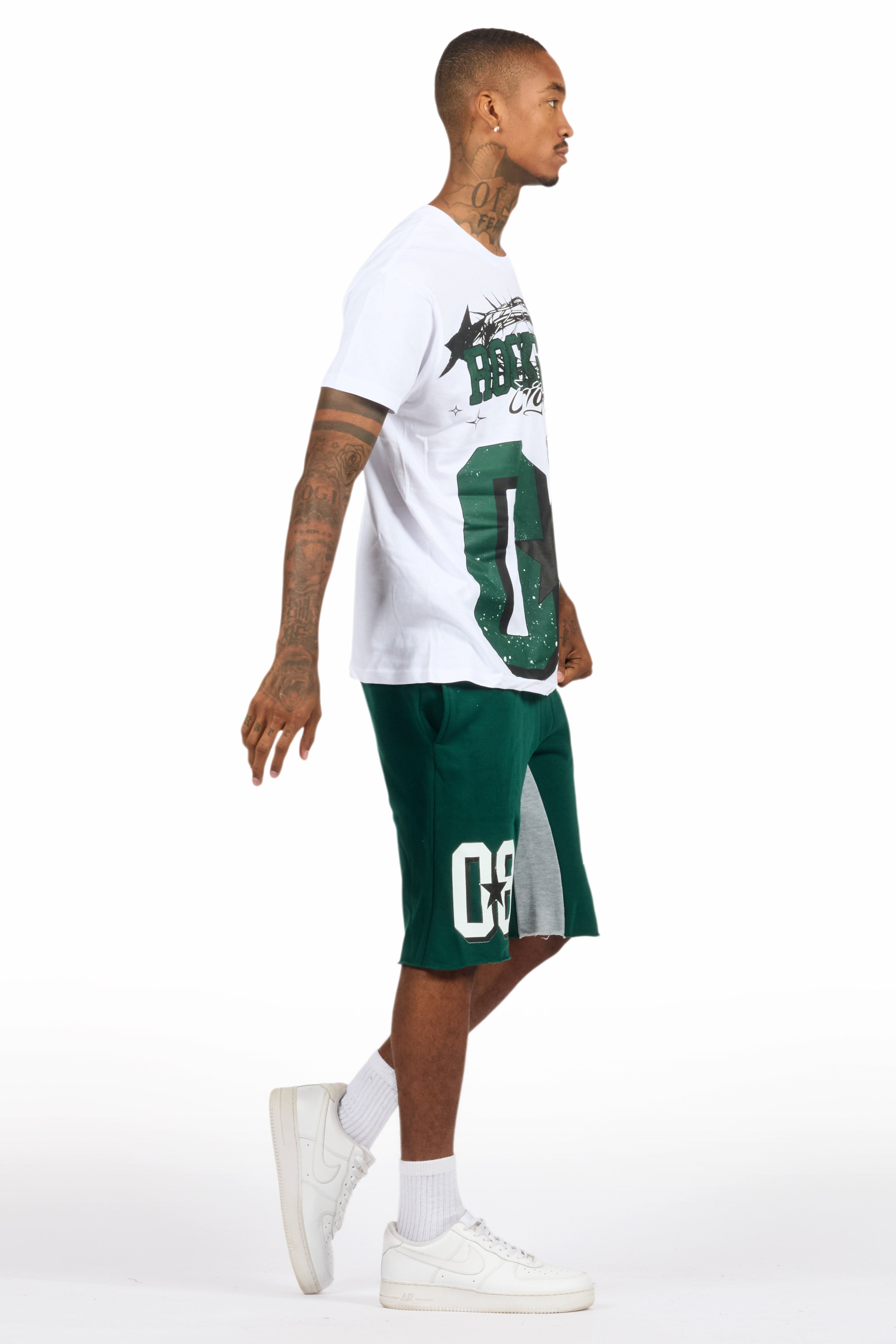Allstar White/Green T-Shirt Short Set