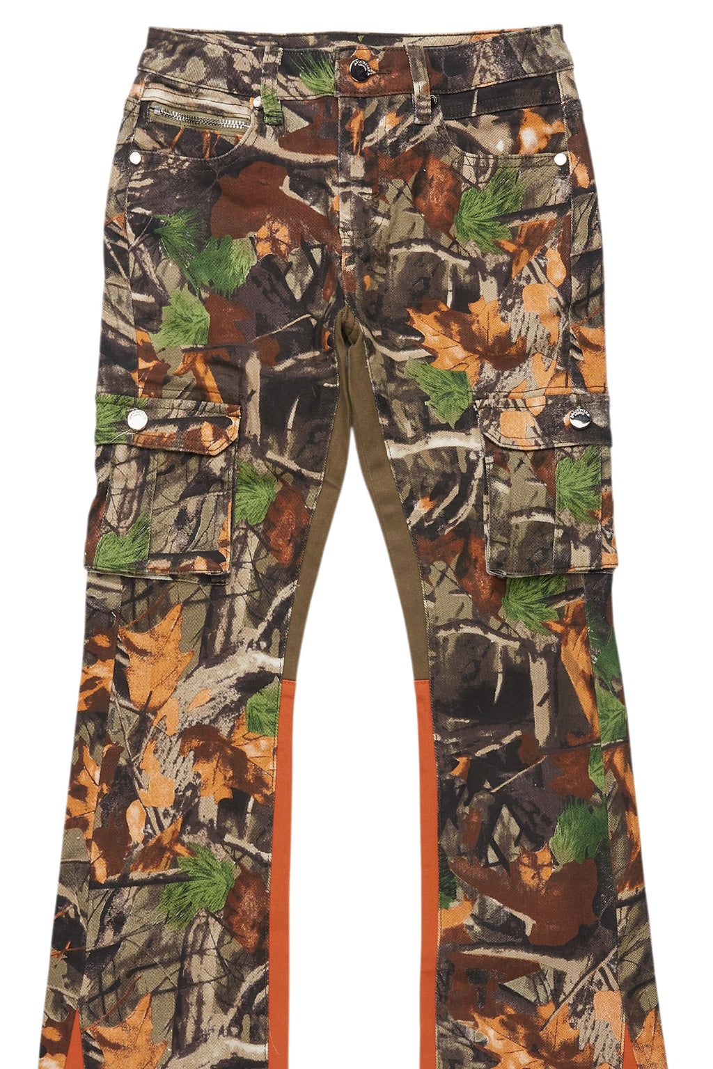 Boys Rolan Orange Tree Camo Stacked Flare Jean