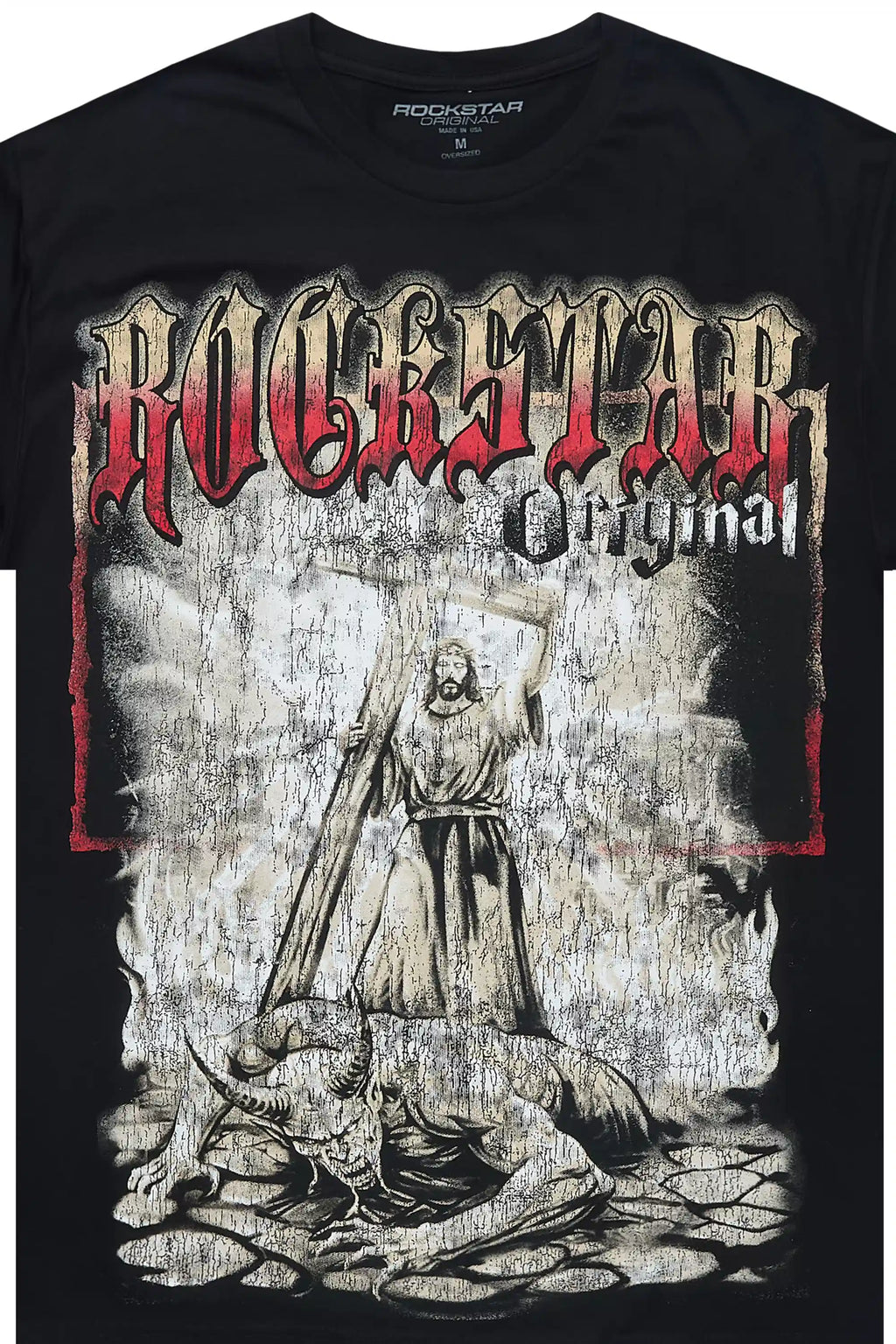 Renzo Black/Red Oversized Graphic T-Shirt