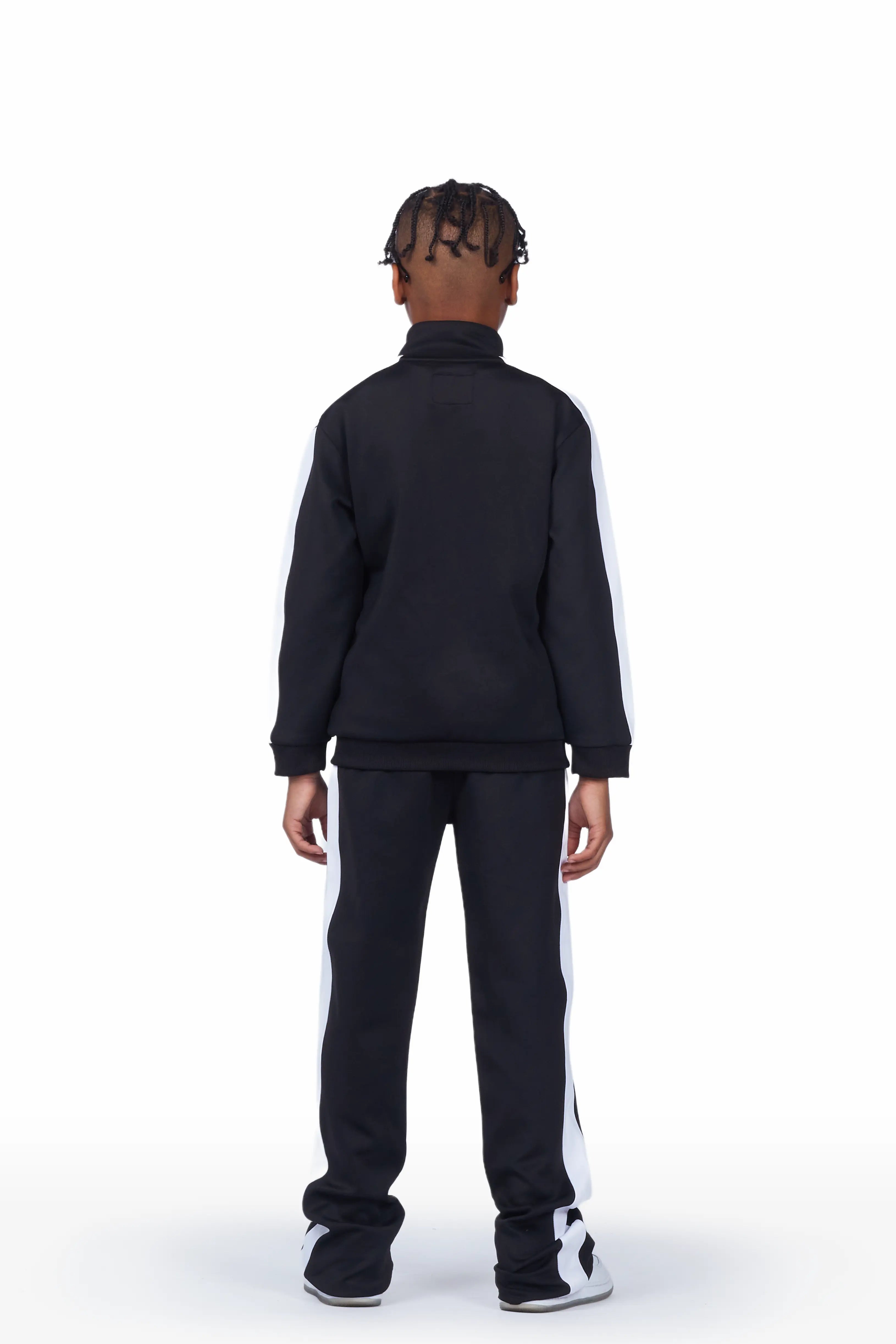 Boys Draven Black Tricot Stacked Flare Track Set
