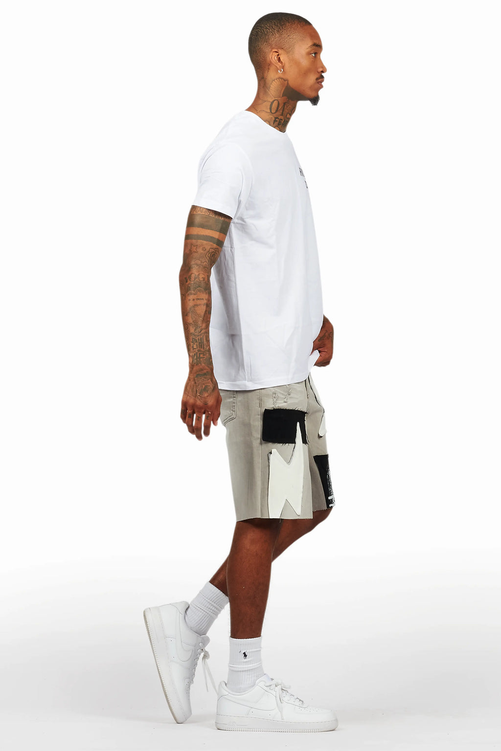 Akos White T-Shirt/Denim Short Set