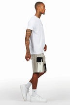 Akos White T-Shirt/Denim Short Set