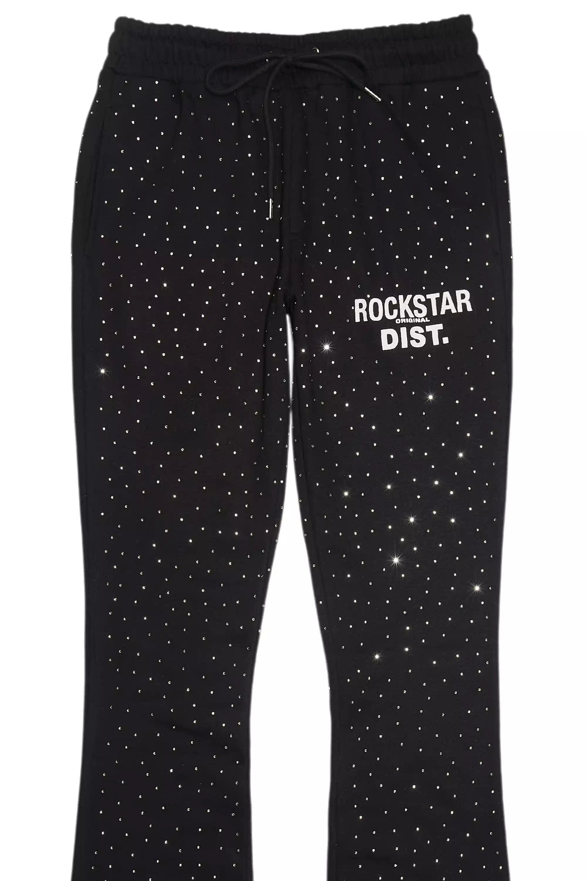 Alpine Rhinestone Black Stacked Flare Pant