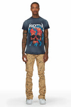 Waage Marble Khaki Cargo Stacked Flare Jean