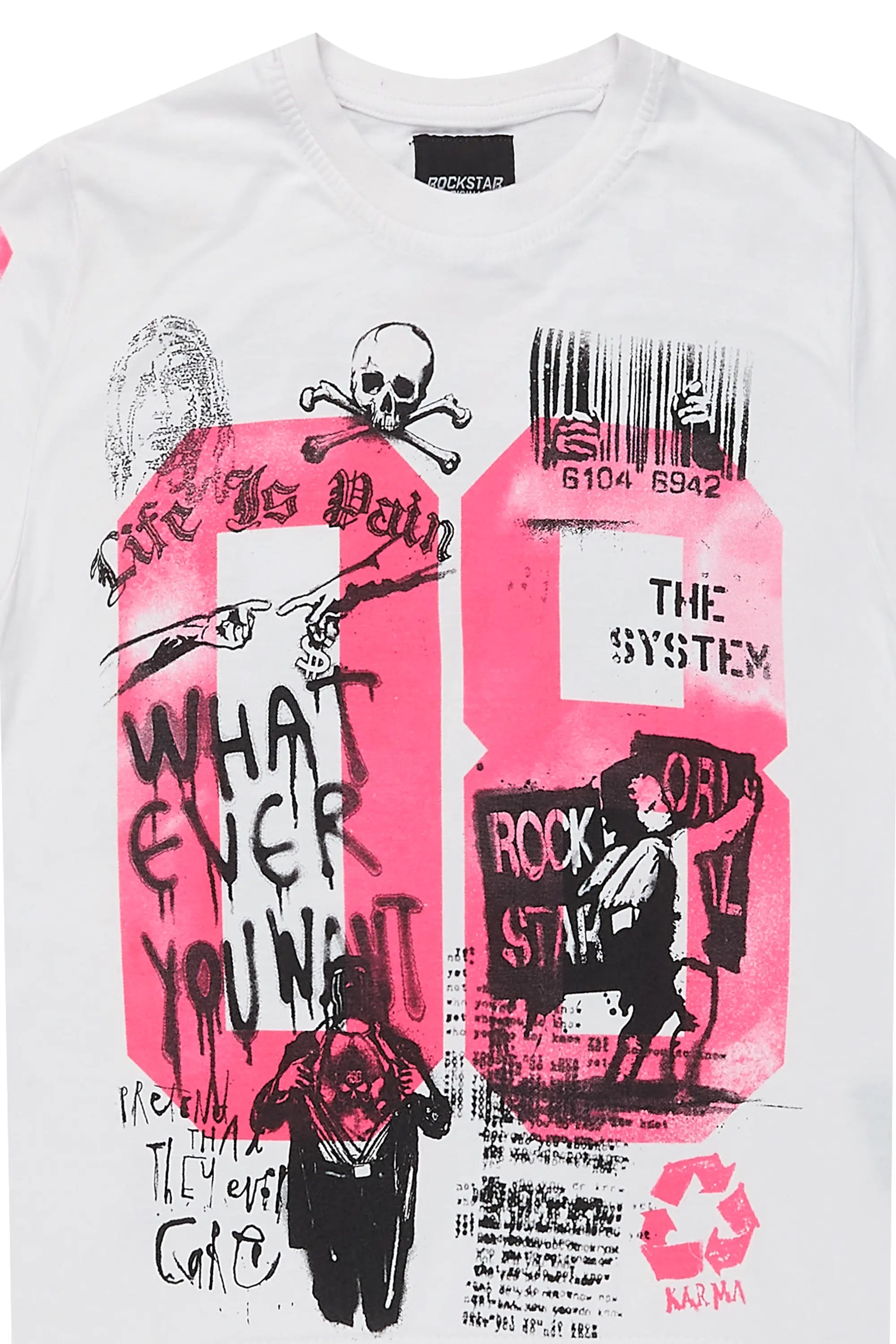 Girls Kammy White/Pink Graphic T-Shirt